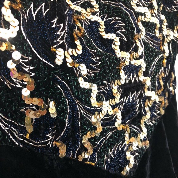 Vintage Gunne Sax 90s Strapless Sweatheart Beaded Sequin Velvet Cocktail… - Picture 4 of 10